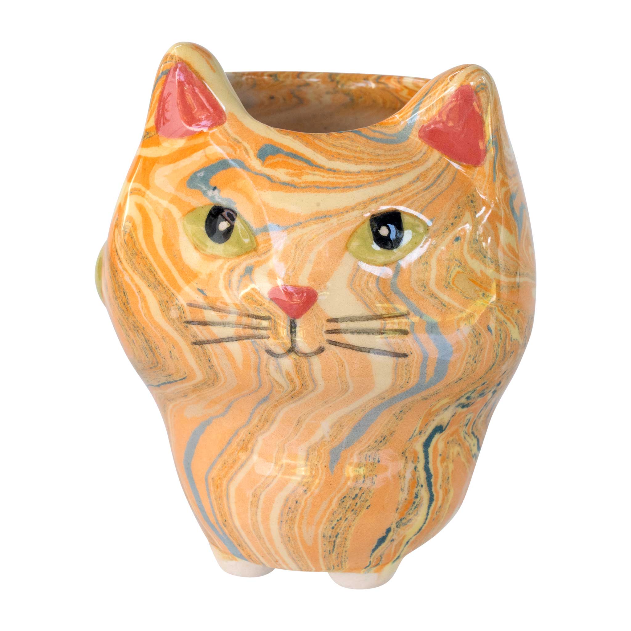 Cat - Swirly Mini Ceramic Plant Pot - Assorted