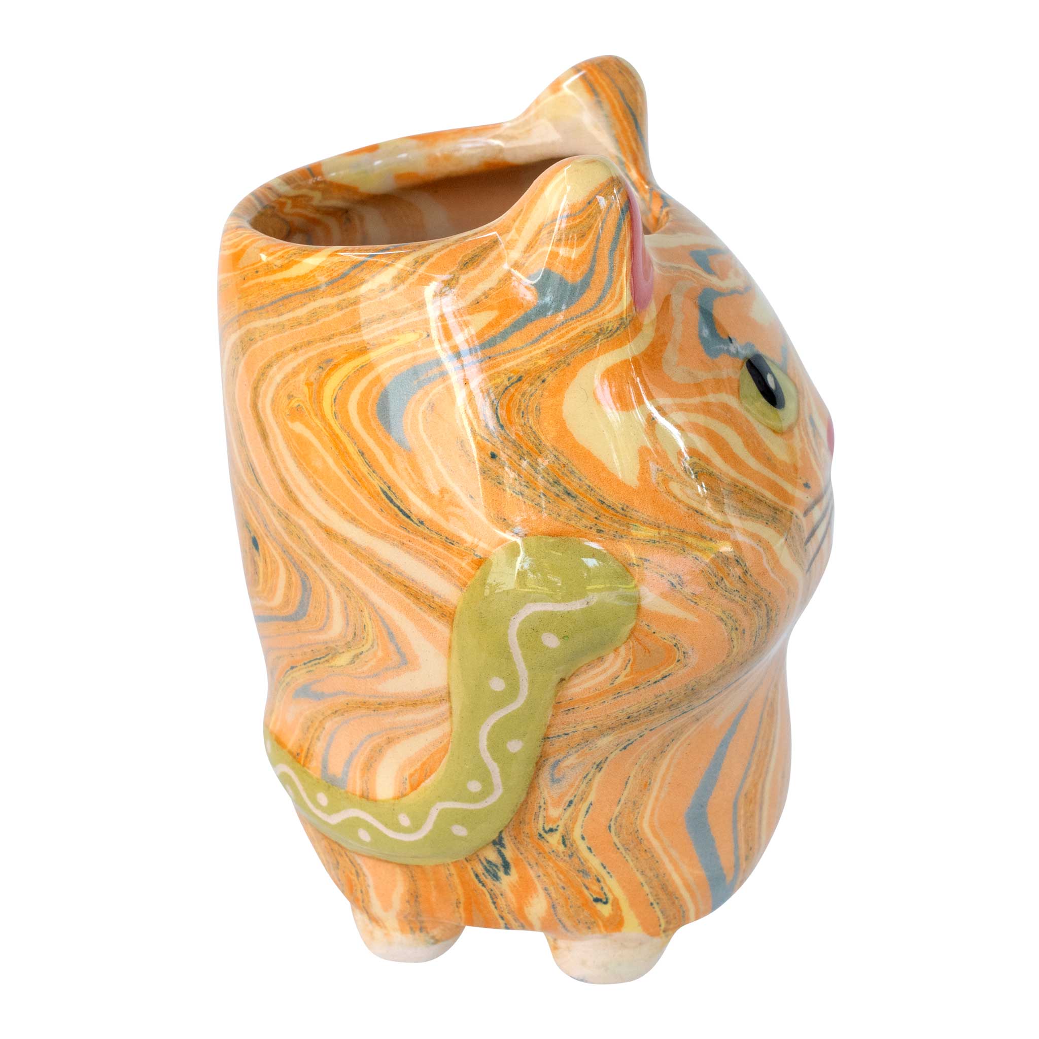 Cat - Swirly Mini Ceramic Plant Pot - Assorted