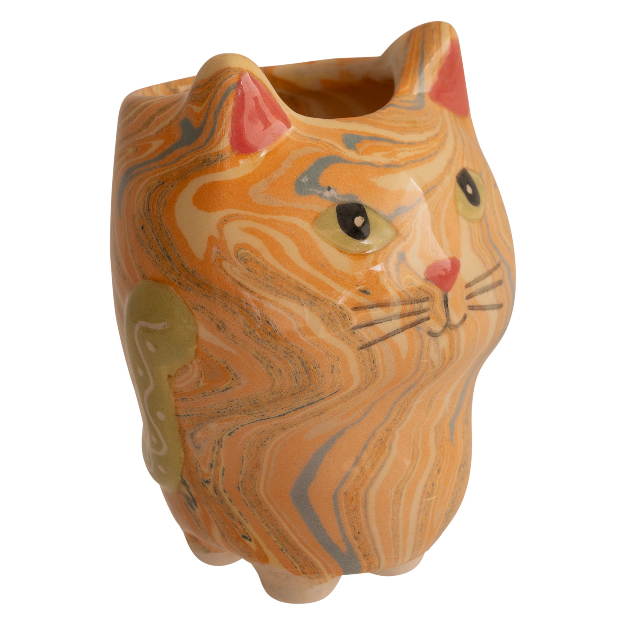 Cat - Swirly Mini Ceramic Plant Pot - Assorted