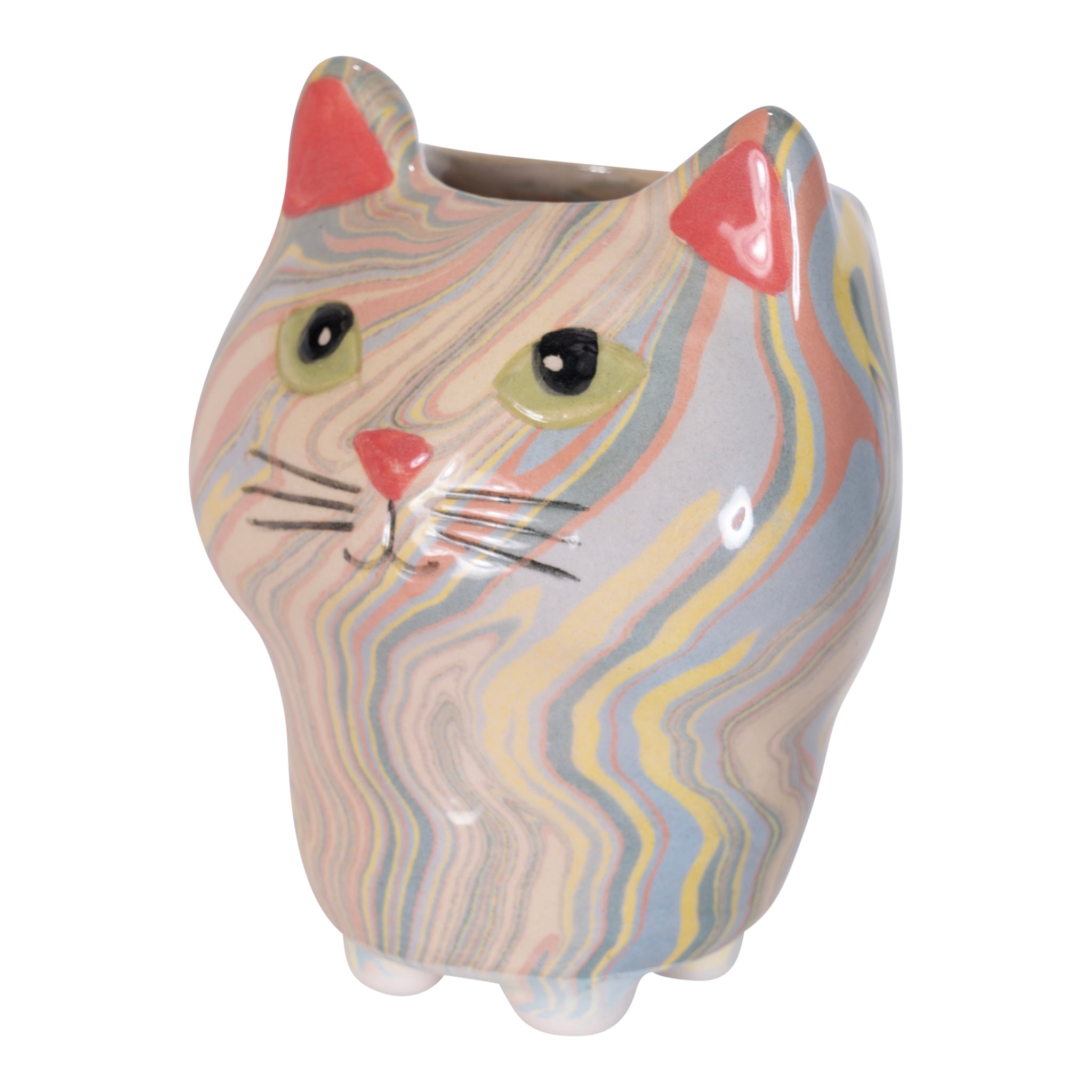 Cat - Swirly Mini Ceramic Plant Pot - Assorted