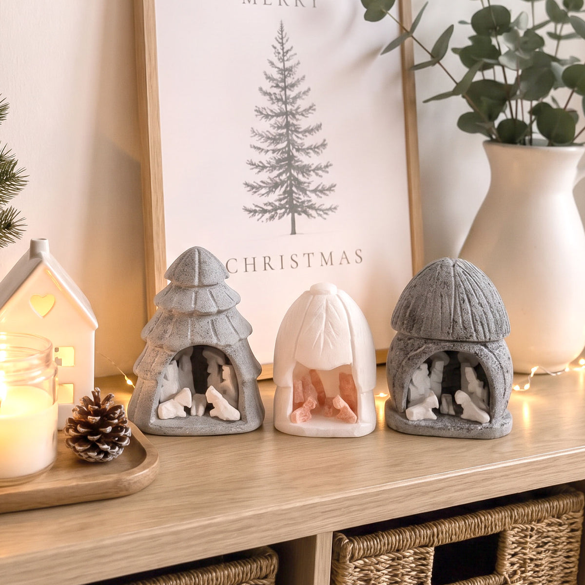 Alabaster Stone Nativity – Hand Carved Christmas Crèche (2.25")