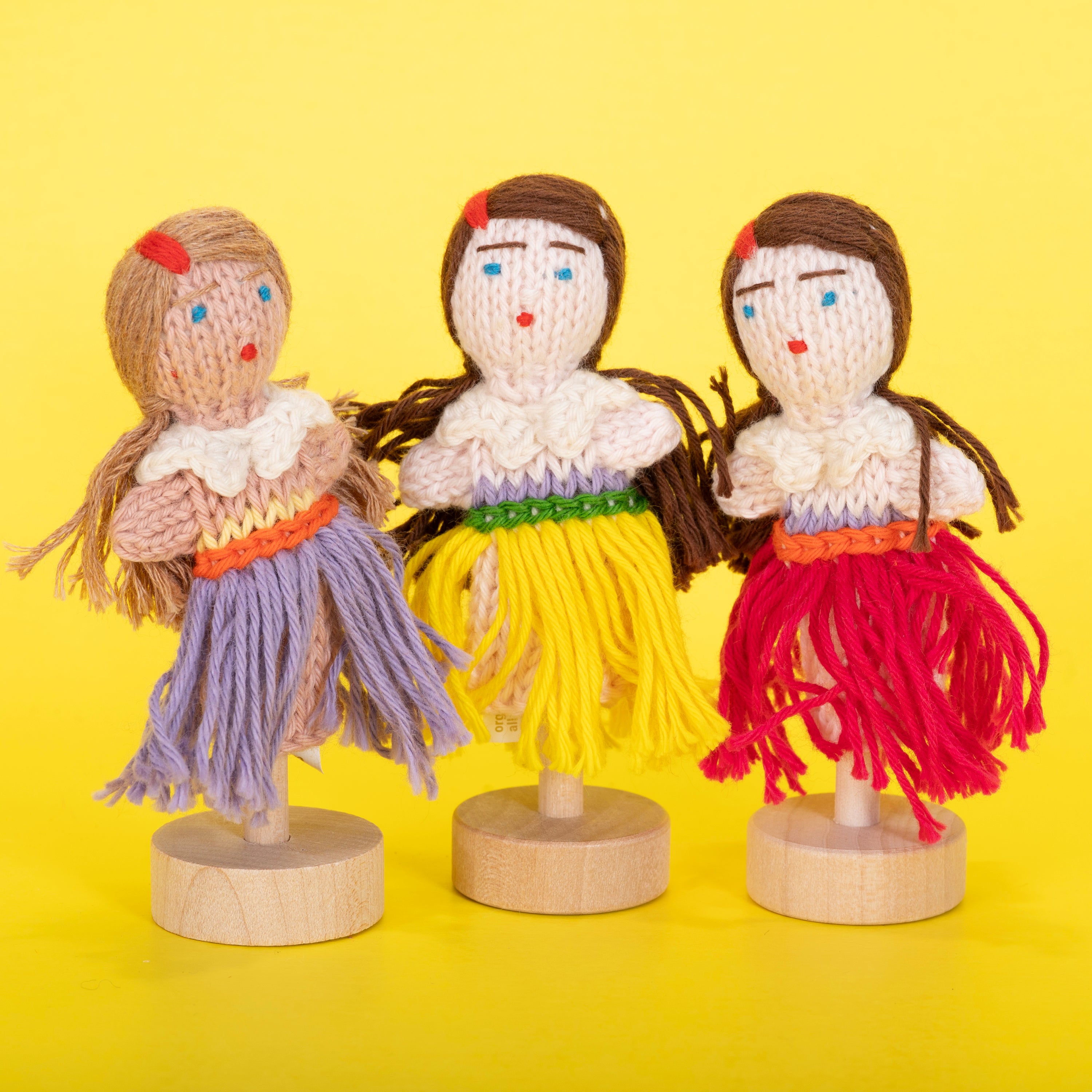 Hula Girl - Bright Organic Cotton Finger Puppet