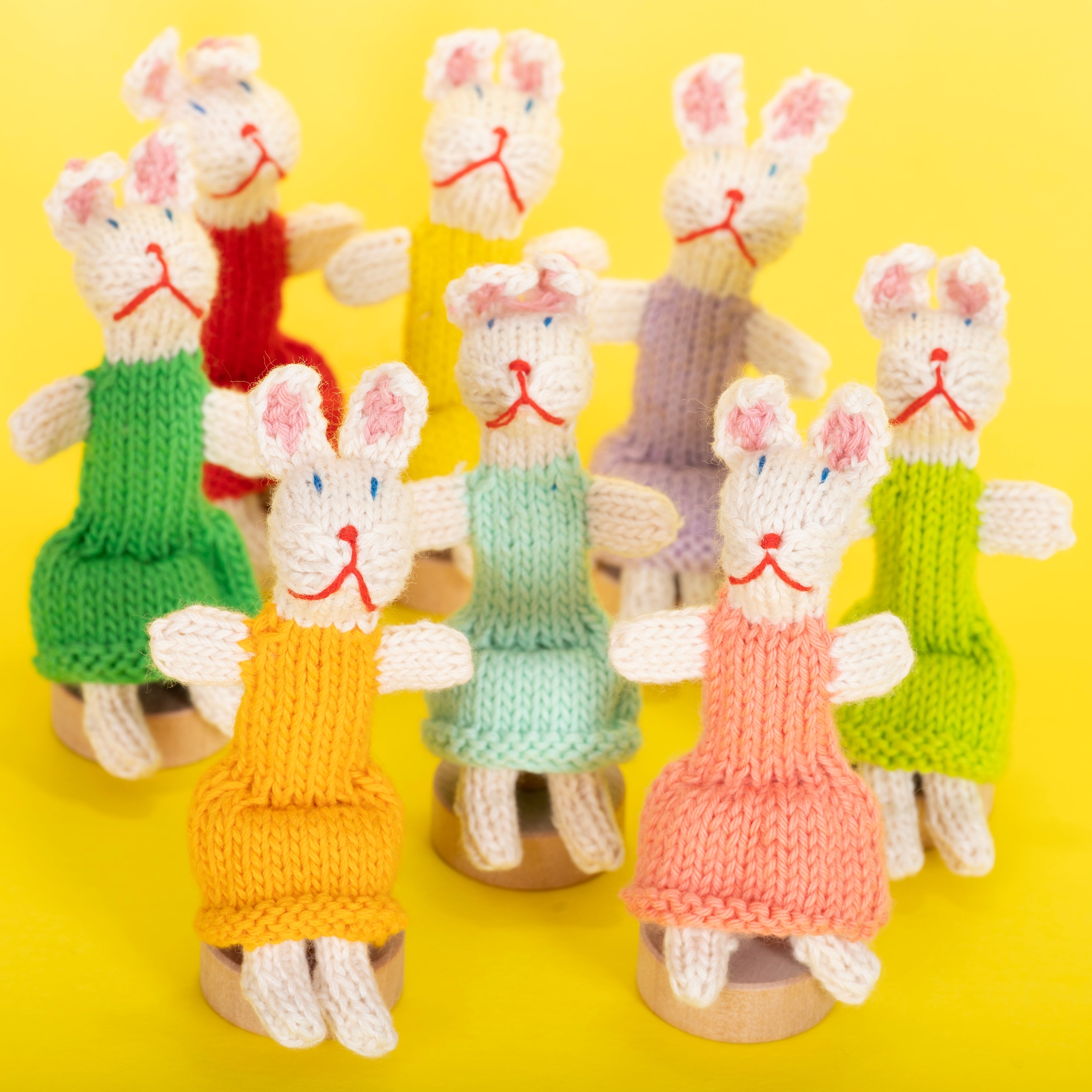 Rabbit Girl - Bright Organic Cotton Finger Puppet