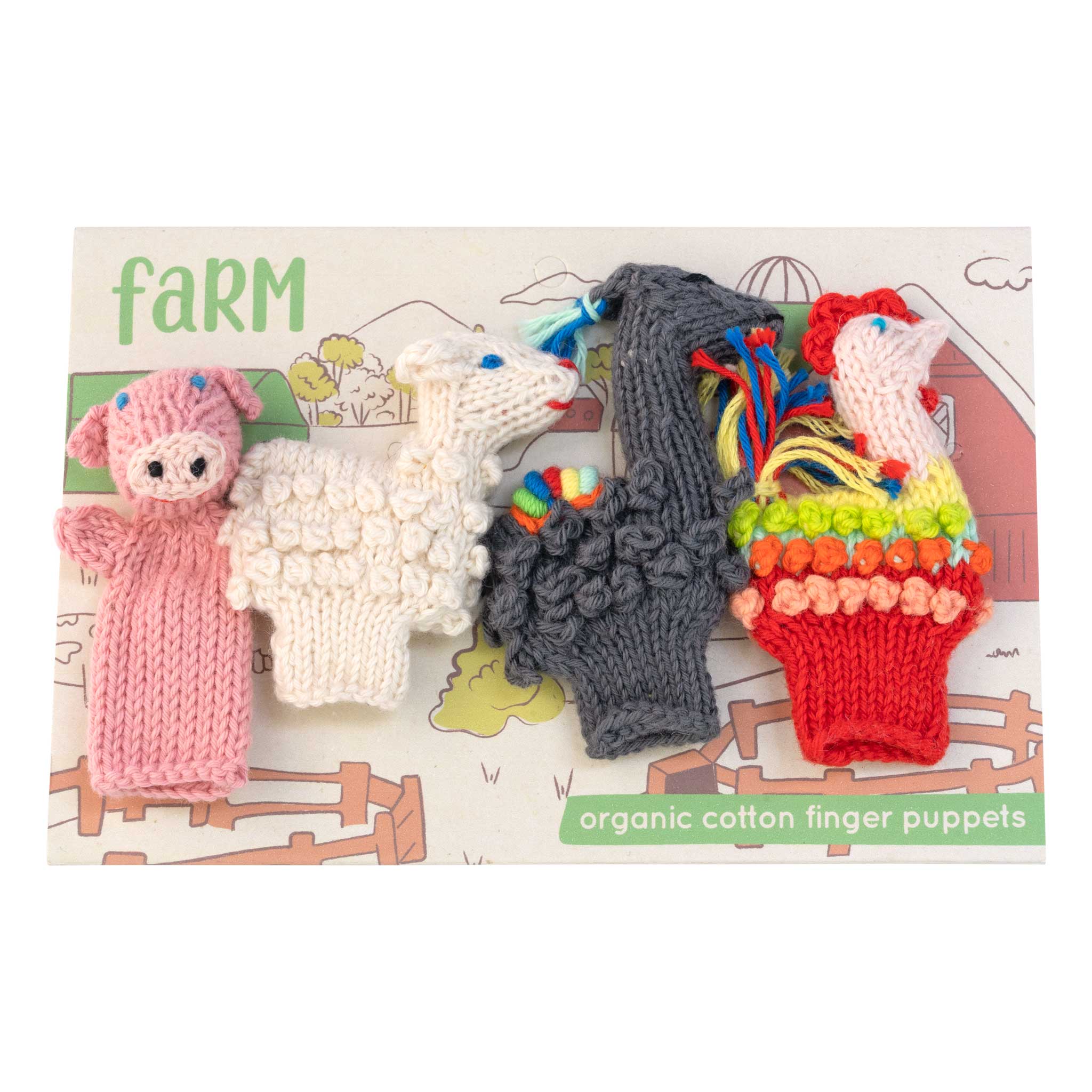 Farm Story Pack of 4 - Organic Cotton Finger Puppets