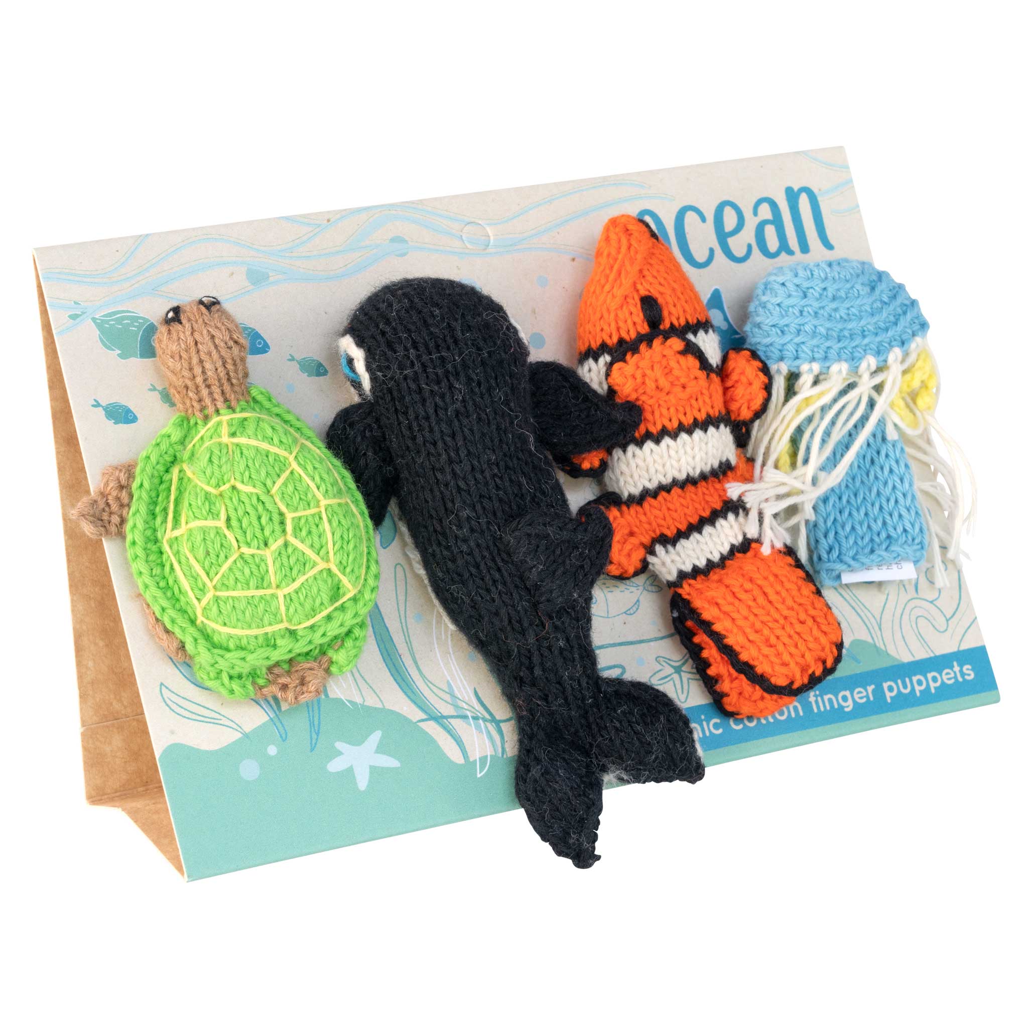 Ocean Story Pack of 4 - Organic Cotton Finger Puppets