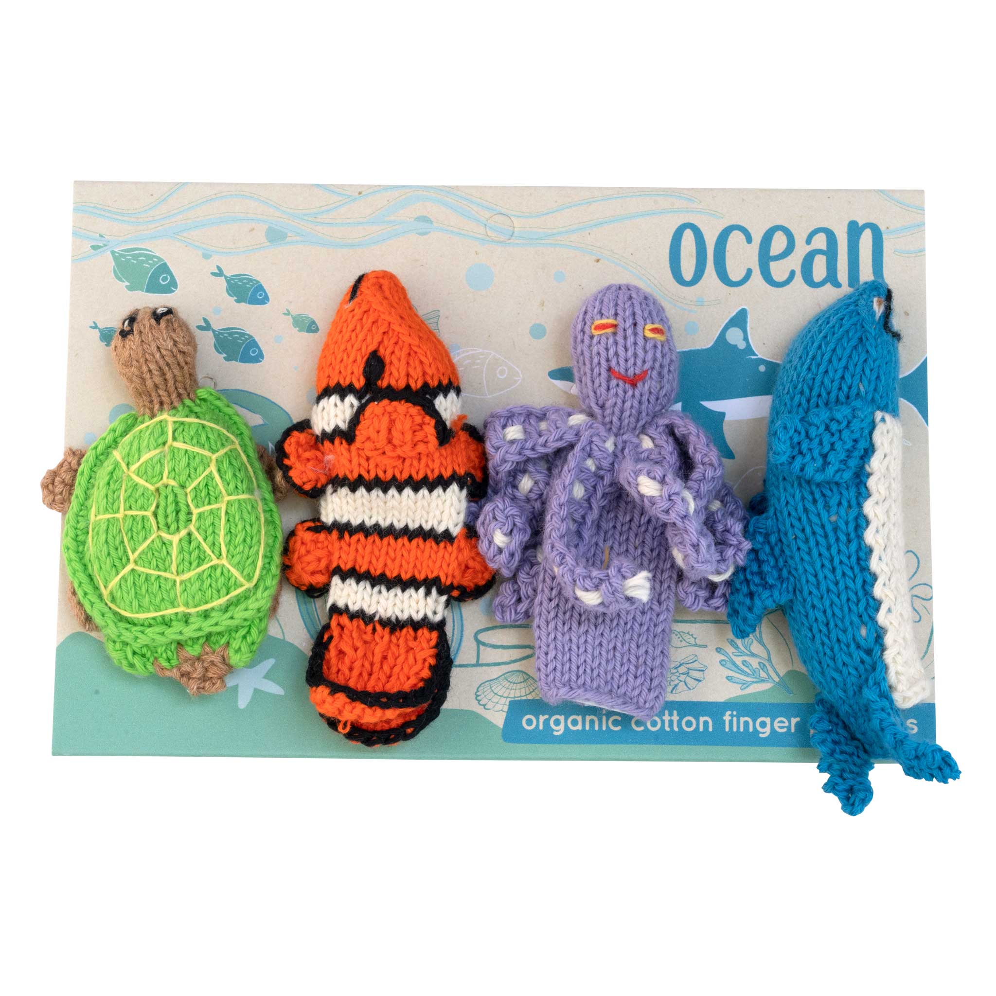 Ocean Story Pack of 4 - Organic Cotton Finger Puppets