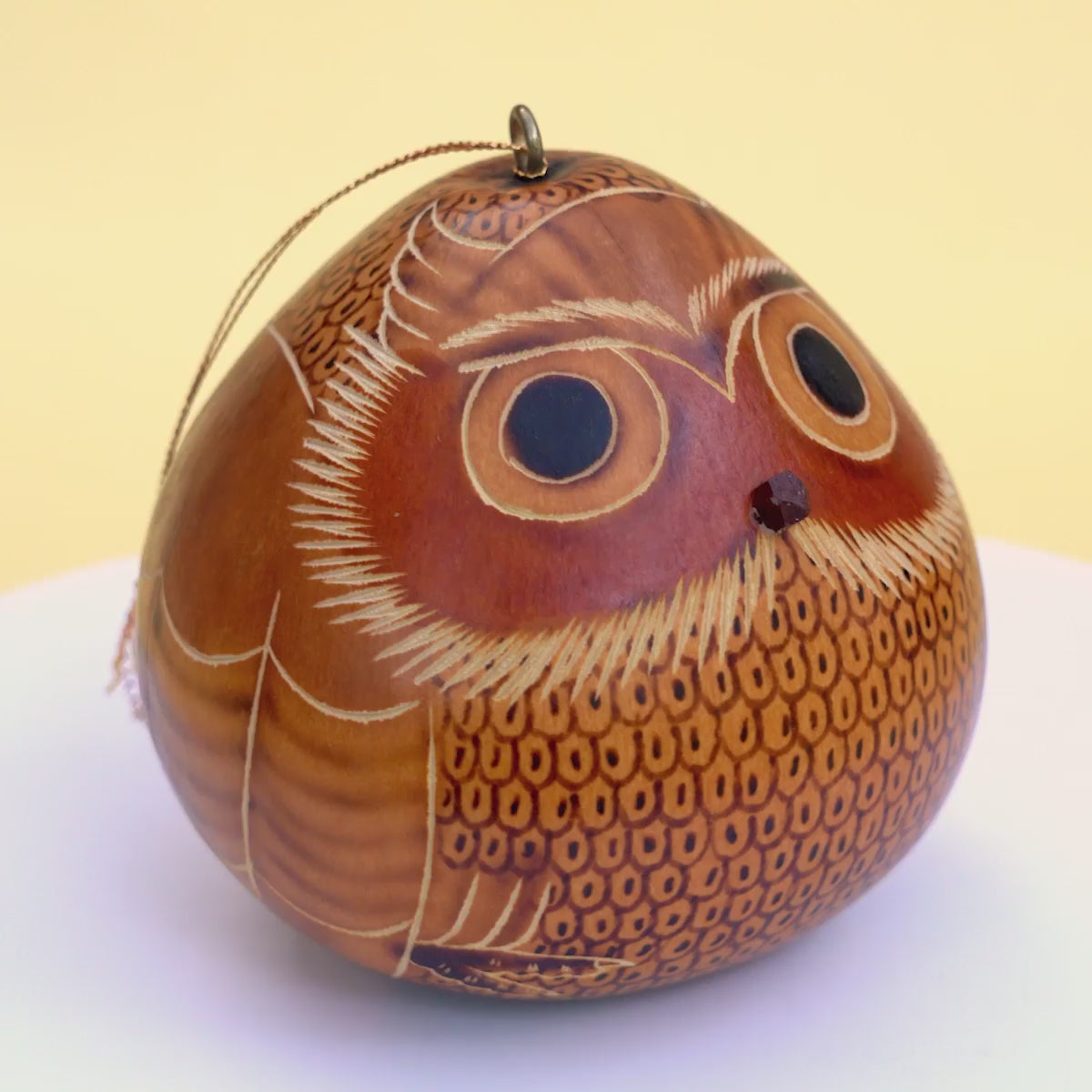 Blond Owl - Gourd Ornament