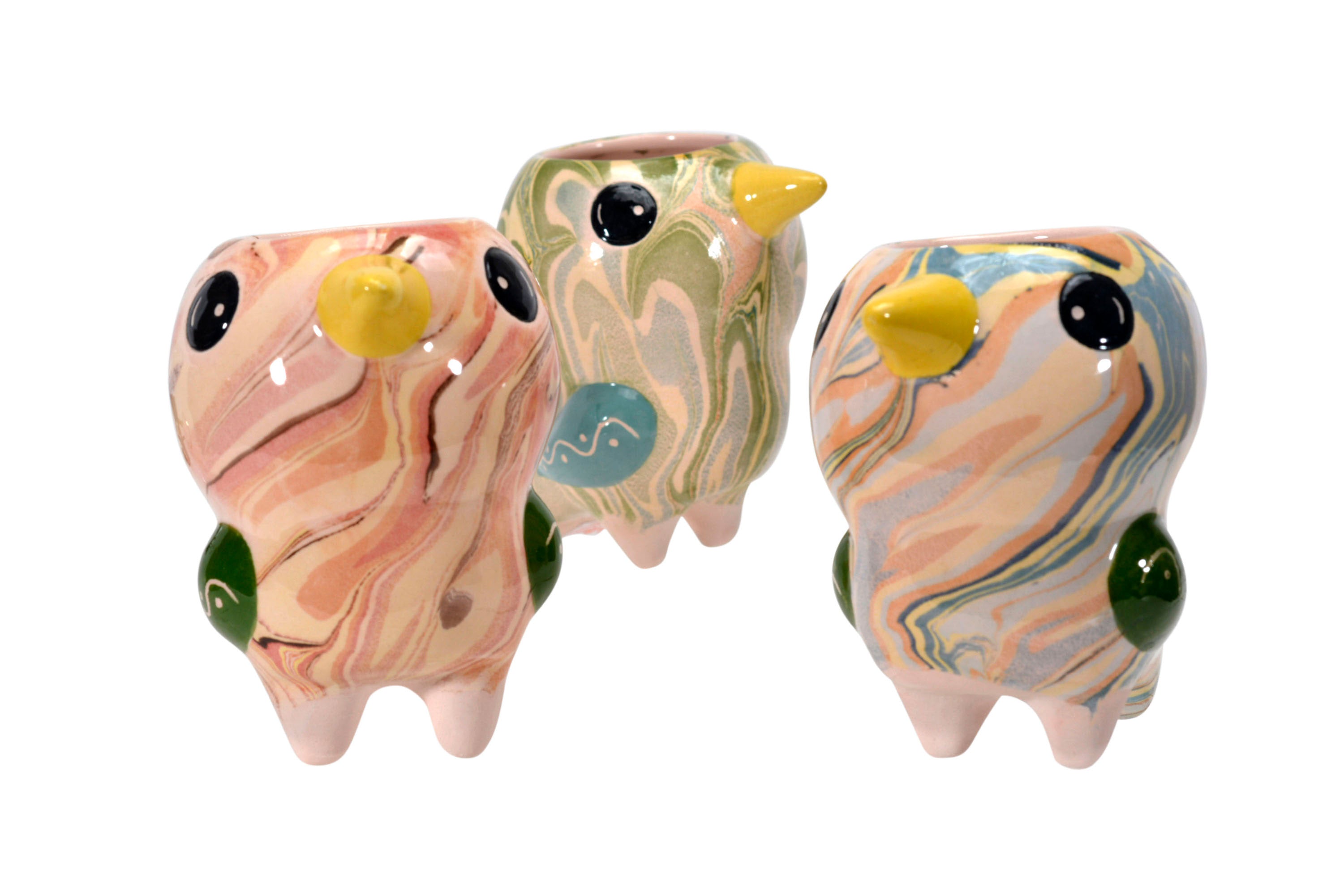 Bird Pio - Swirly Mini Ceramic Plant Pot - Assorted