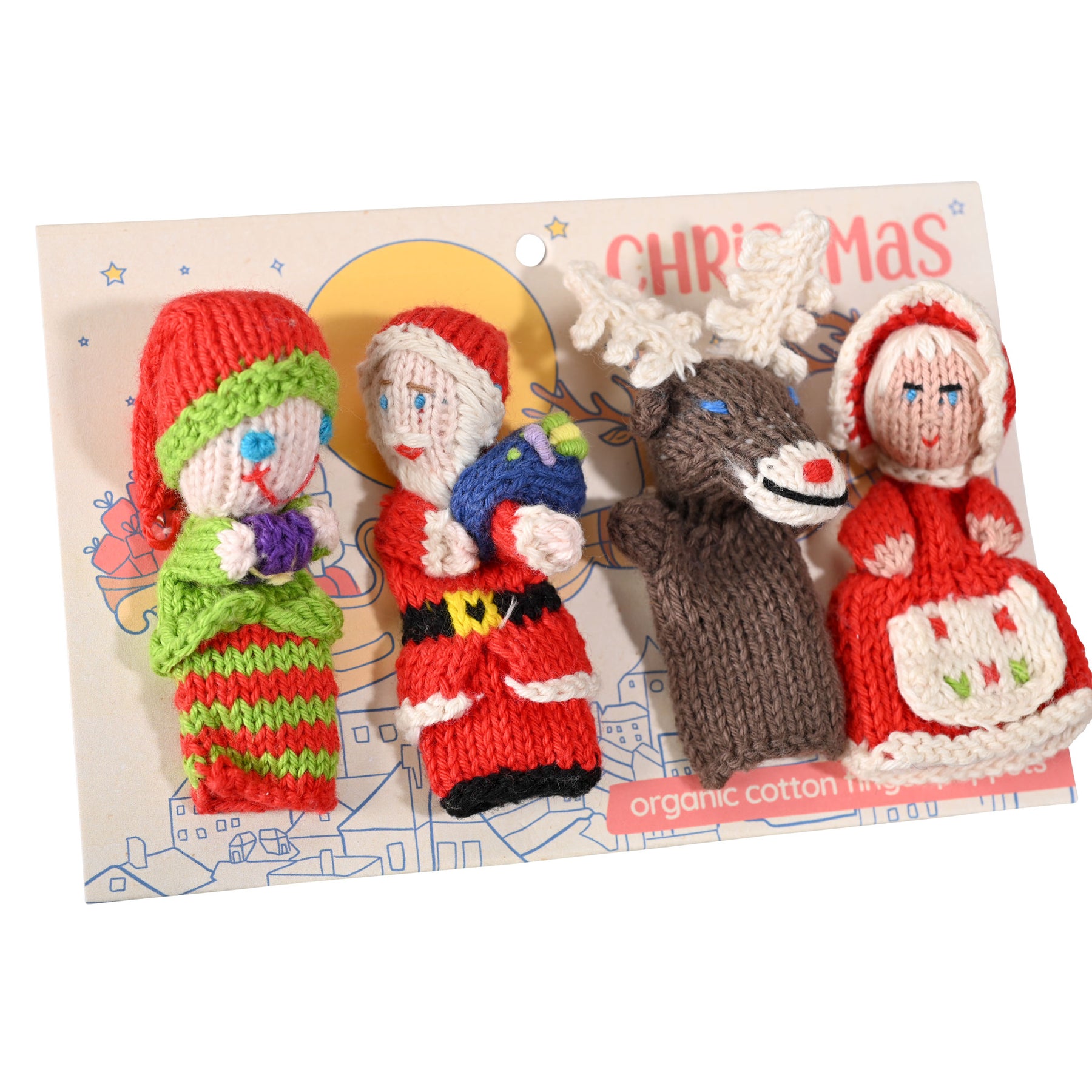 Christmas Story Pack of 4 - Organic Cotton Finger Puppets