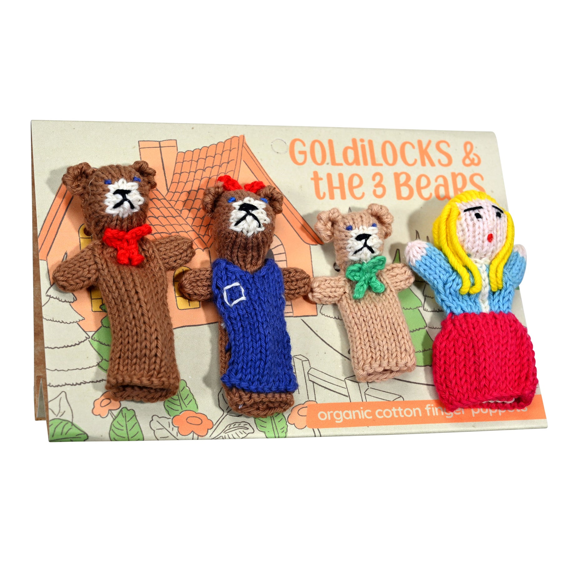 Goldilocks Story Pack of 4 - Organic Cotton Finger Puppets