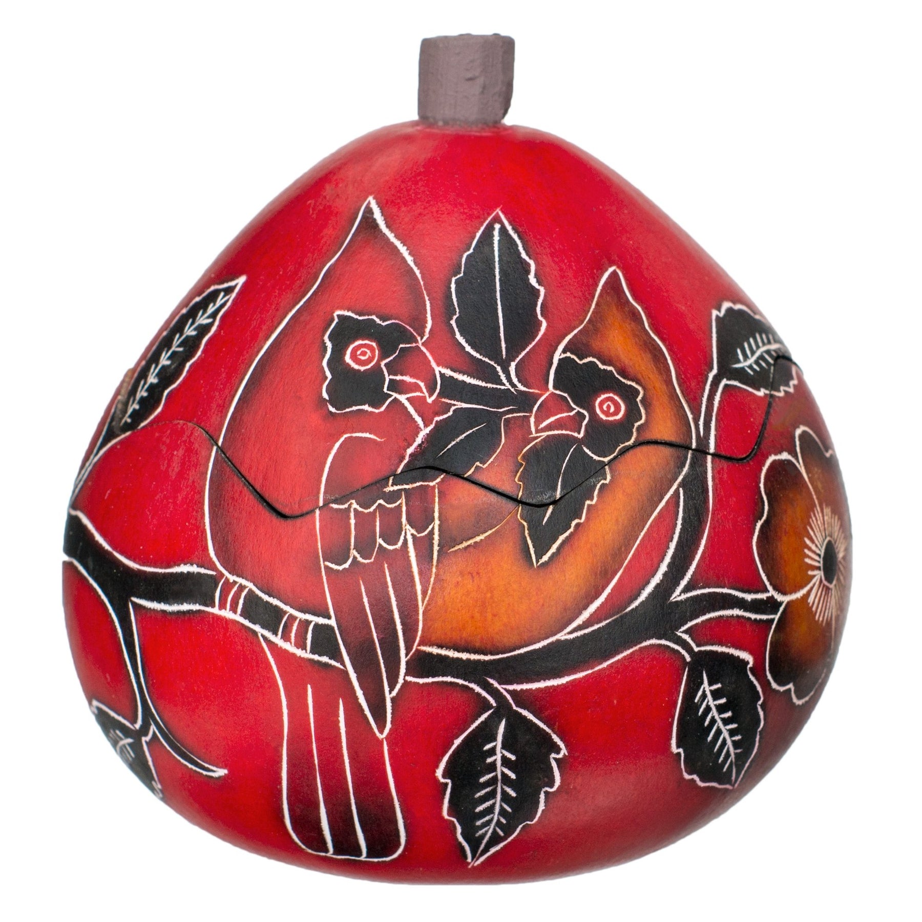 Cardinals on a Branch - Petite Gourd Box - Assorted Designs