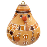Snowman - Gourd Ornament, assorted colors natural and red