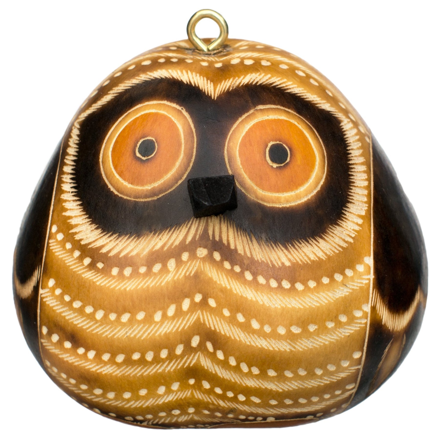 Feathery Owl - Gourd Ornament
