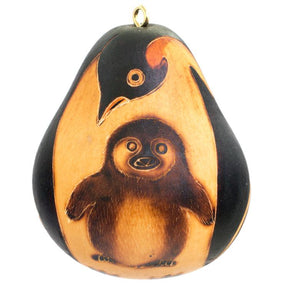Penguin Mom and Baby - Gourd Ornament