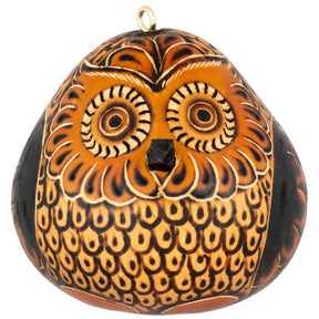Ruffled Owl - Gourd Ornament