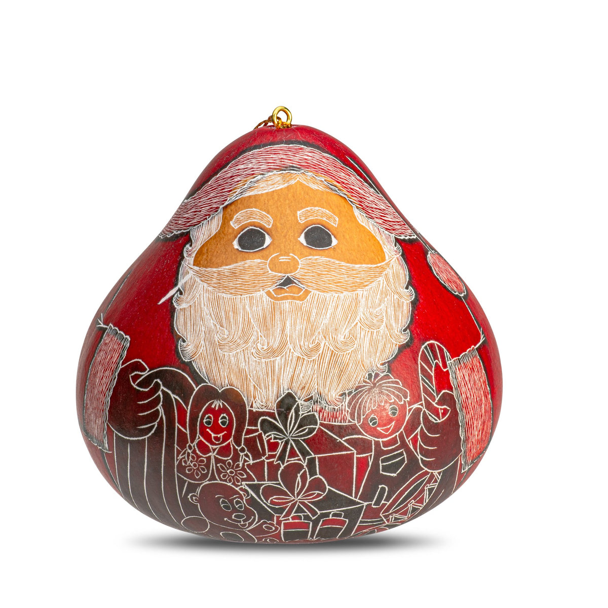 Red Santa - Large Gourd Ornament