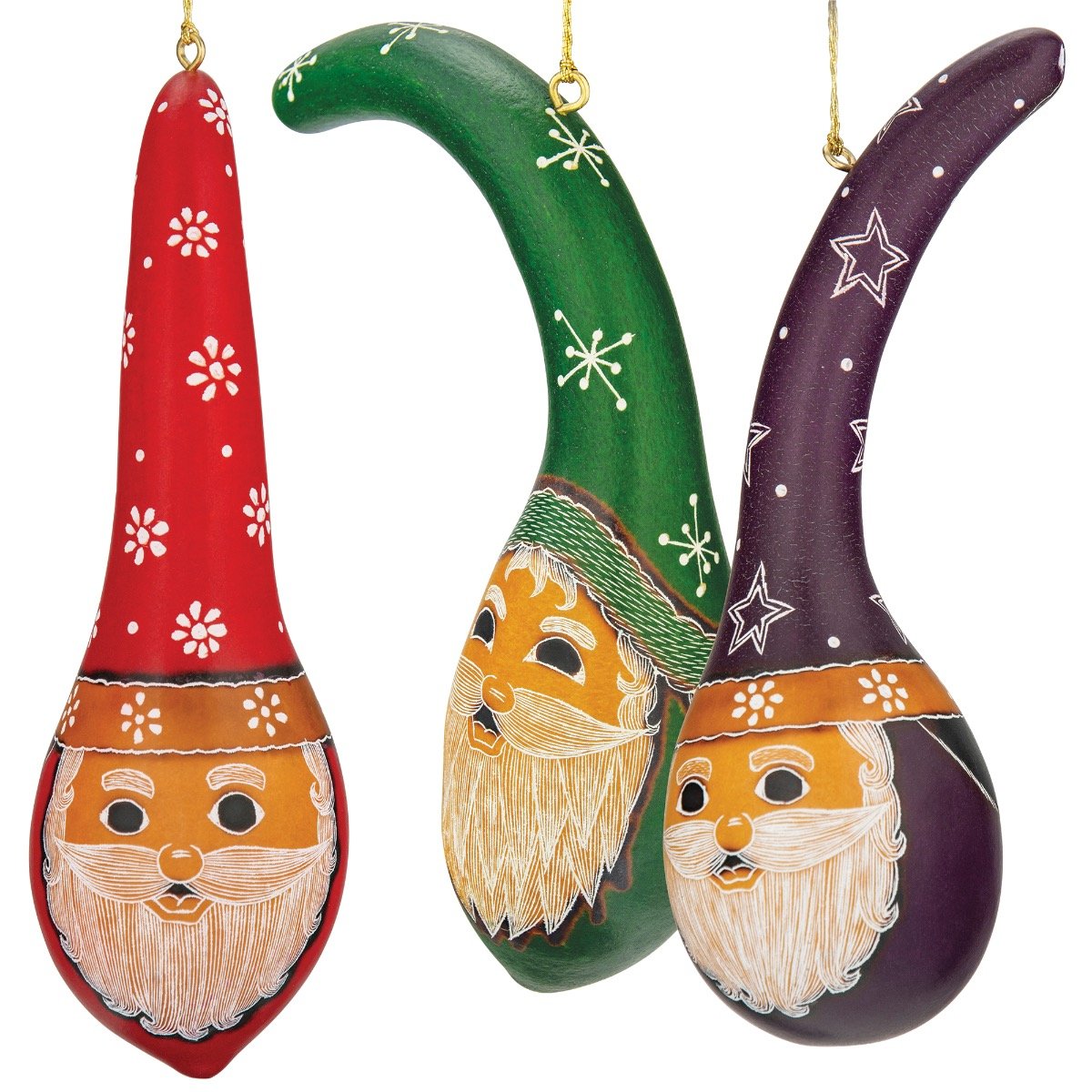 Santa Tall Hat Mix  - Gourd Ornament (Sold in 12's)