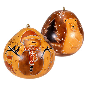 Snowman in the Woods - Gourd Ornament