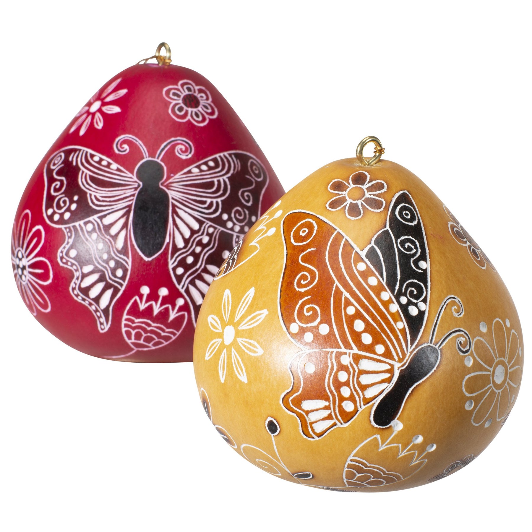 Butterfly Doodle - Gourd Ornament 