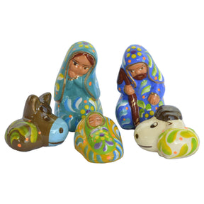Blue Confetti Ceramic Nativity Set of 5