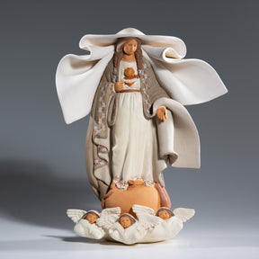 Holy Mary with Angels - Fine Ceramic Figure 8.25" H x 6.25" W