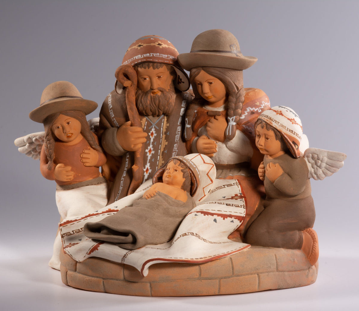 Holy Family & Angels - Fine Ceramic Nativity - One Piece