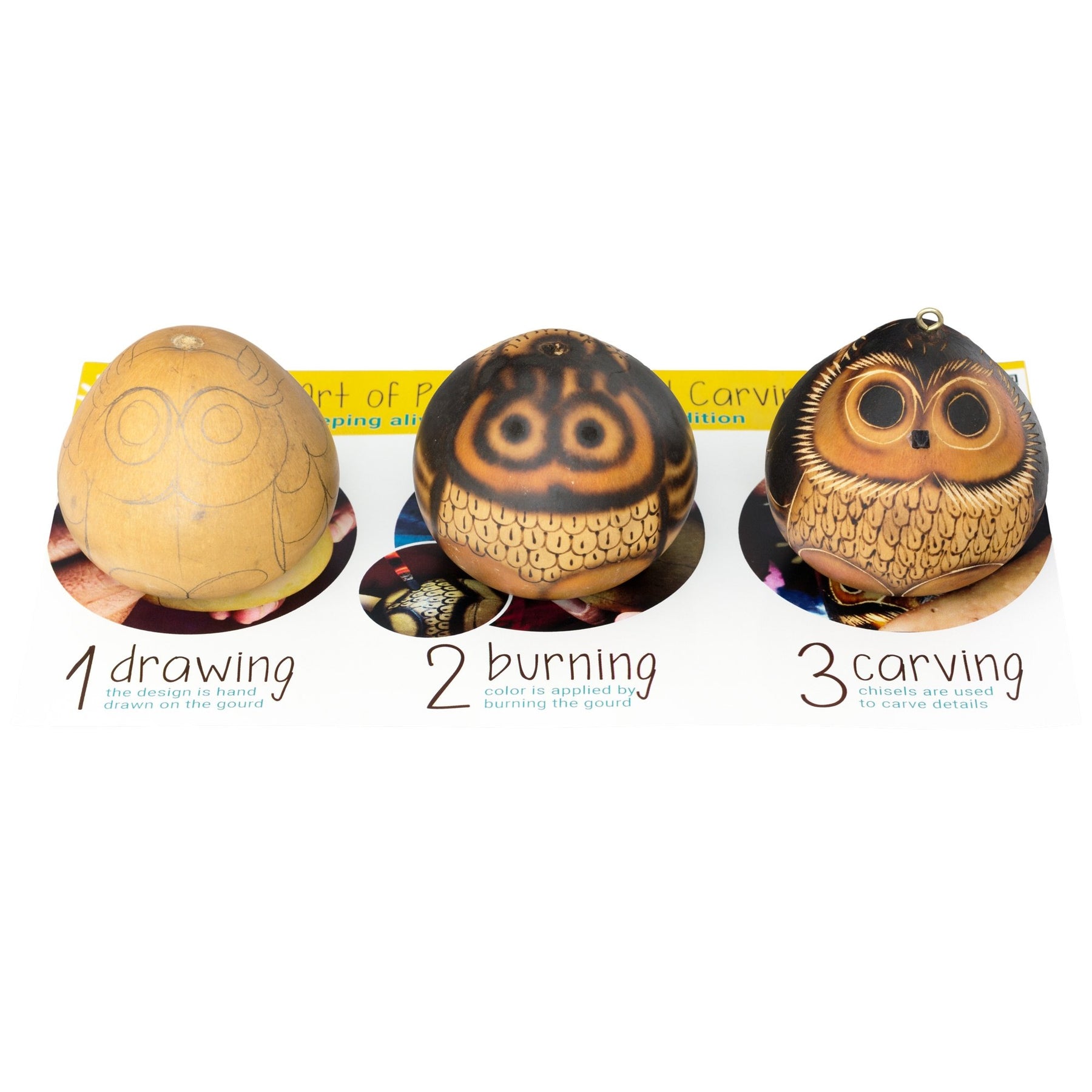 Owl in The Making - Gourd Ornament Display Demo Kit