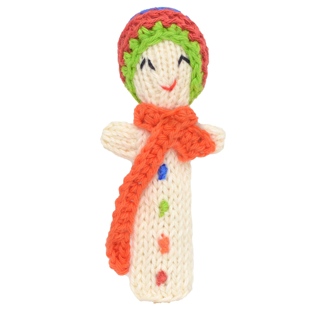 Snow Man - Bright Organic Cotton, Christmas Finger Puppet