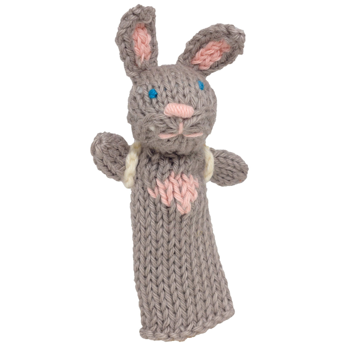 Rabbit and Backpack - Bright Organic Cotton Finger Puppet