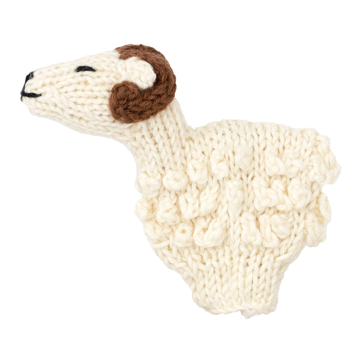Horned Sheep - Bright Organic Cotton Finger Puppet